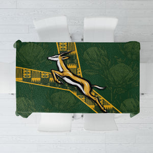 Rugby South Africa Tablecloth Go Bokke With Protea Pattern