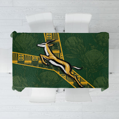 Rugby South Africa Tablecloth Go Bokke With Protea Pattern
