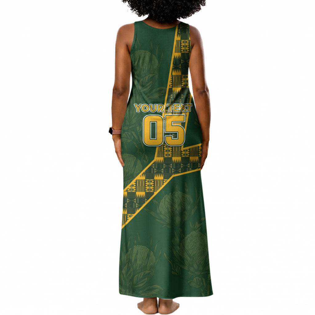 Custom Rugby South Africa Tank Maxi Dress Go Bokke With Protea Pattern