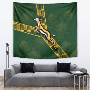 Rugby South Africa Tapestry Go Bokke With Protea Pattern