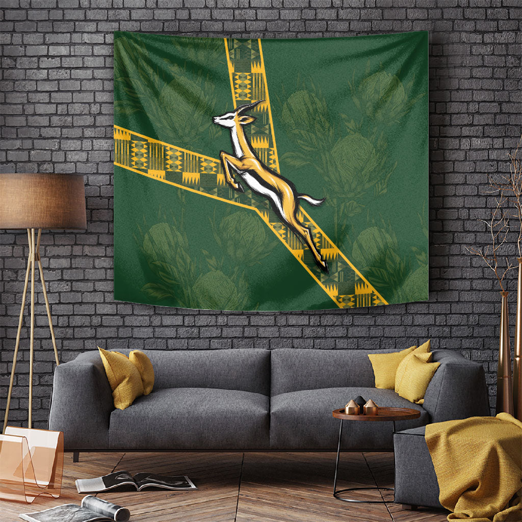 Rugby South Africa Tapestry Go Bokke With Protea Pattern