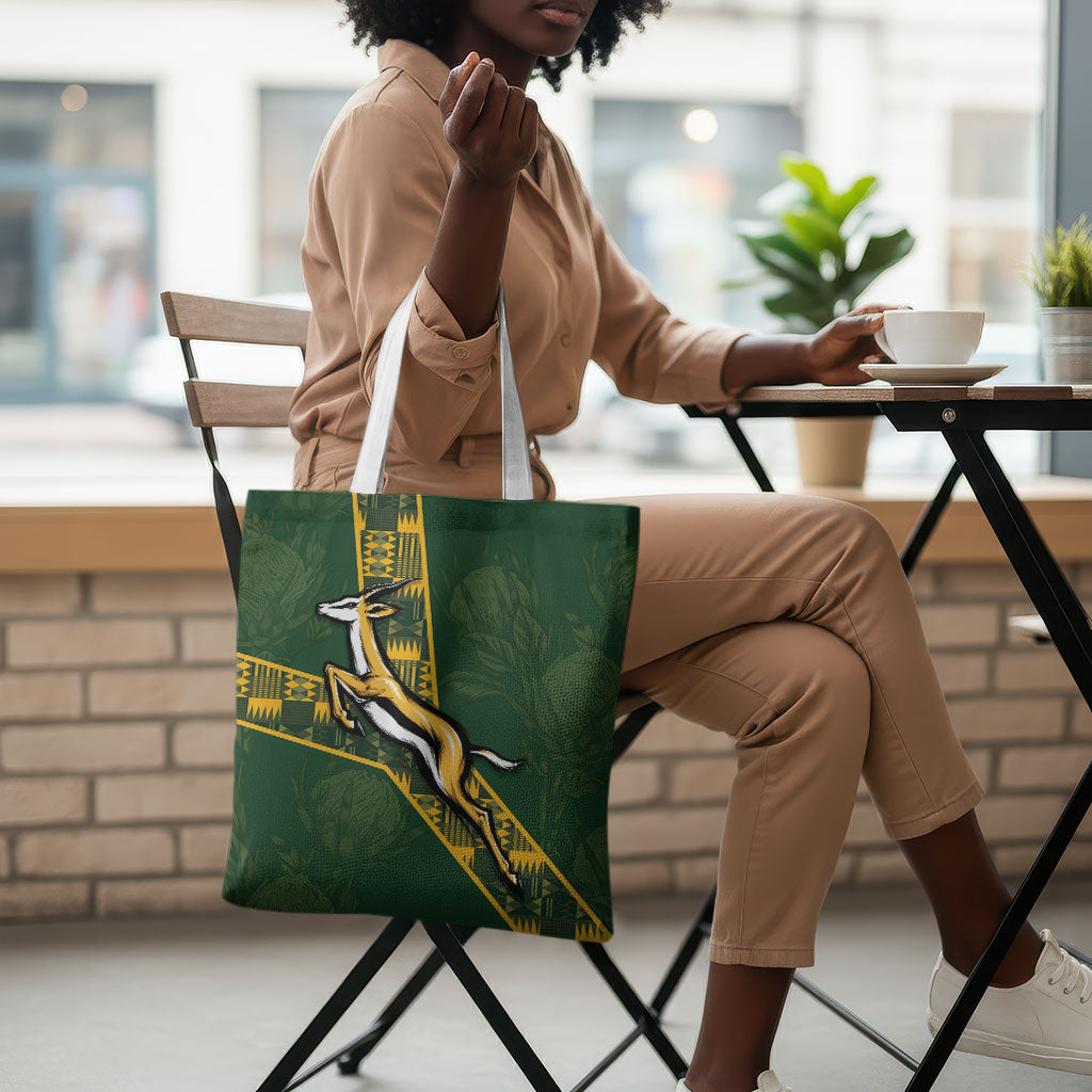 Rugby South Africa Tote Bag Go Bokke With Protea Pattern