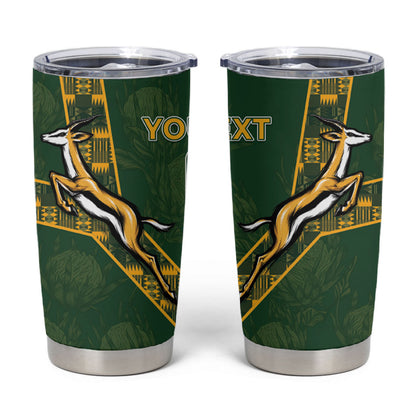 Custom Rugby South Africa Tumbler Cup Go Bokke With Protea Pattern