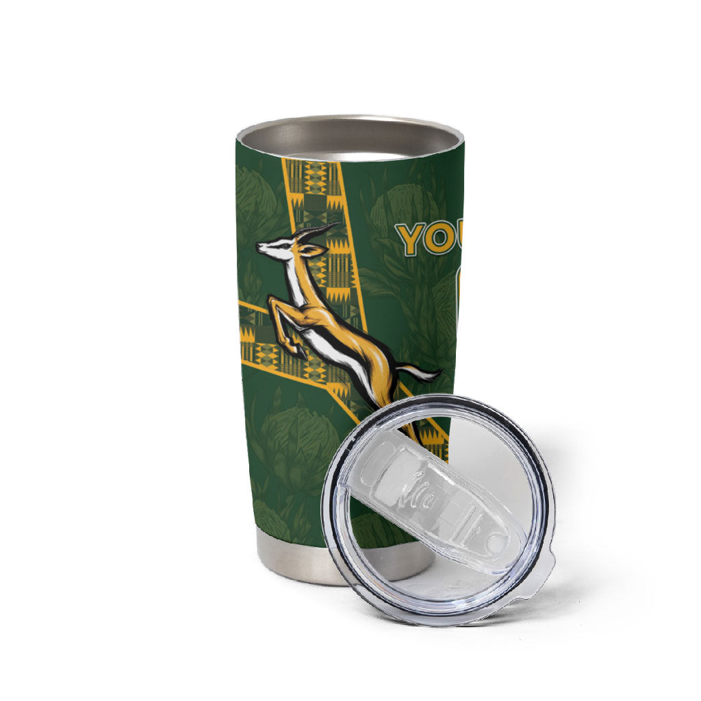 Custom Rugby South Africa Tumbler Cup Go Bokke With Protea Pattern