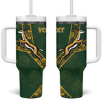 Custom Rugby South Africa Tumbler With Handle Go Bokke With Protea Pattern