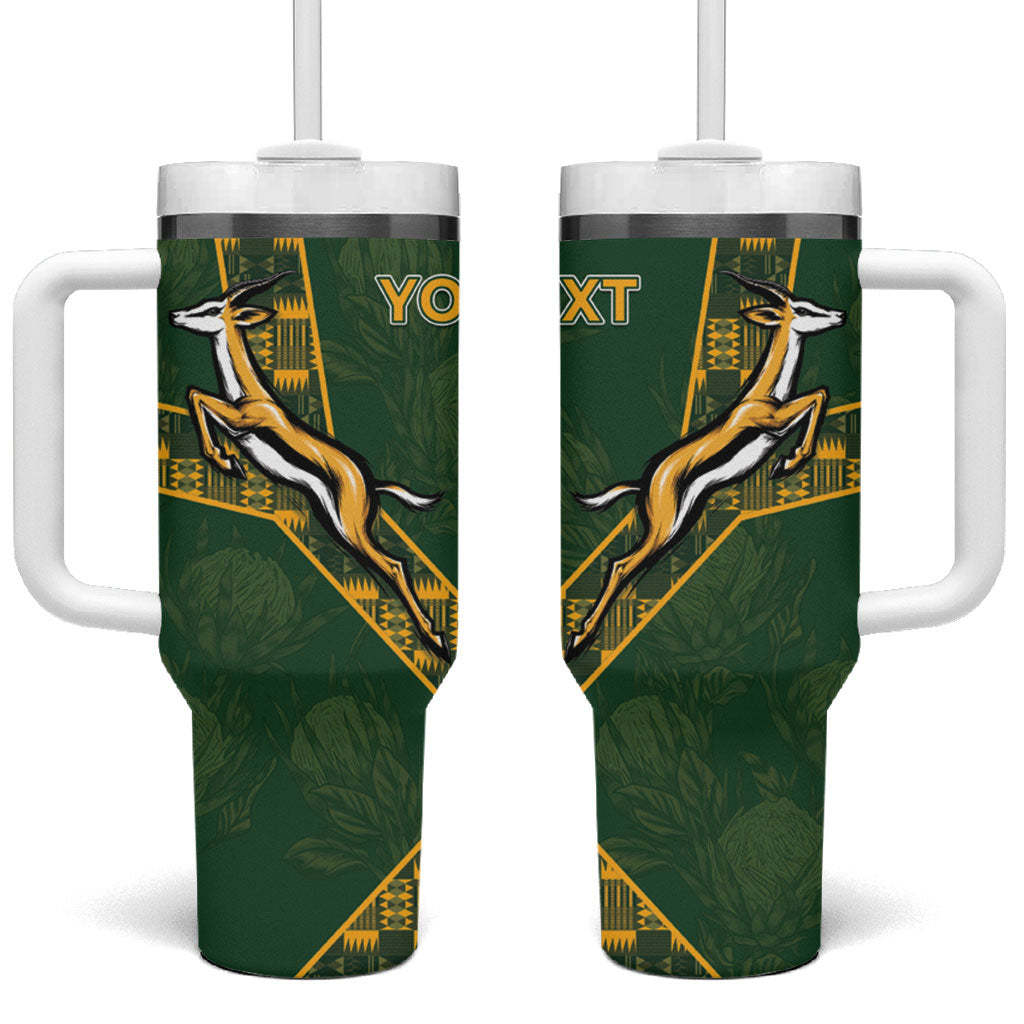 Custom Rugby South Africa Tumbler With Handle Go Bokke With Protea Pattern