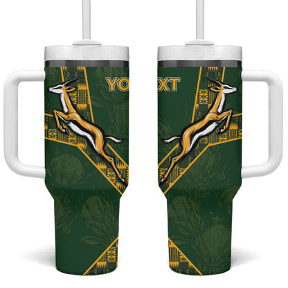 Custom Rugby South Africa Tumbler With Handle Go Bokke With Protea Pattern