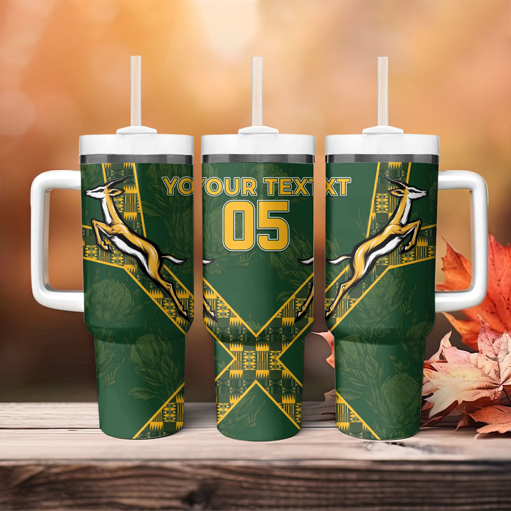 Custom Rugby South Africa Tumbler With Handle Go Bokke With Protea Pattern