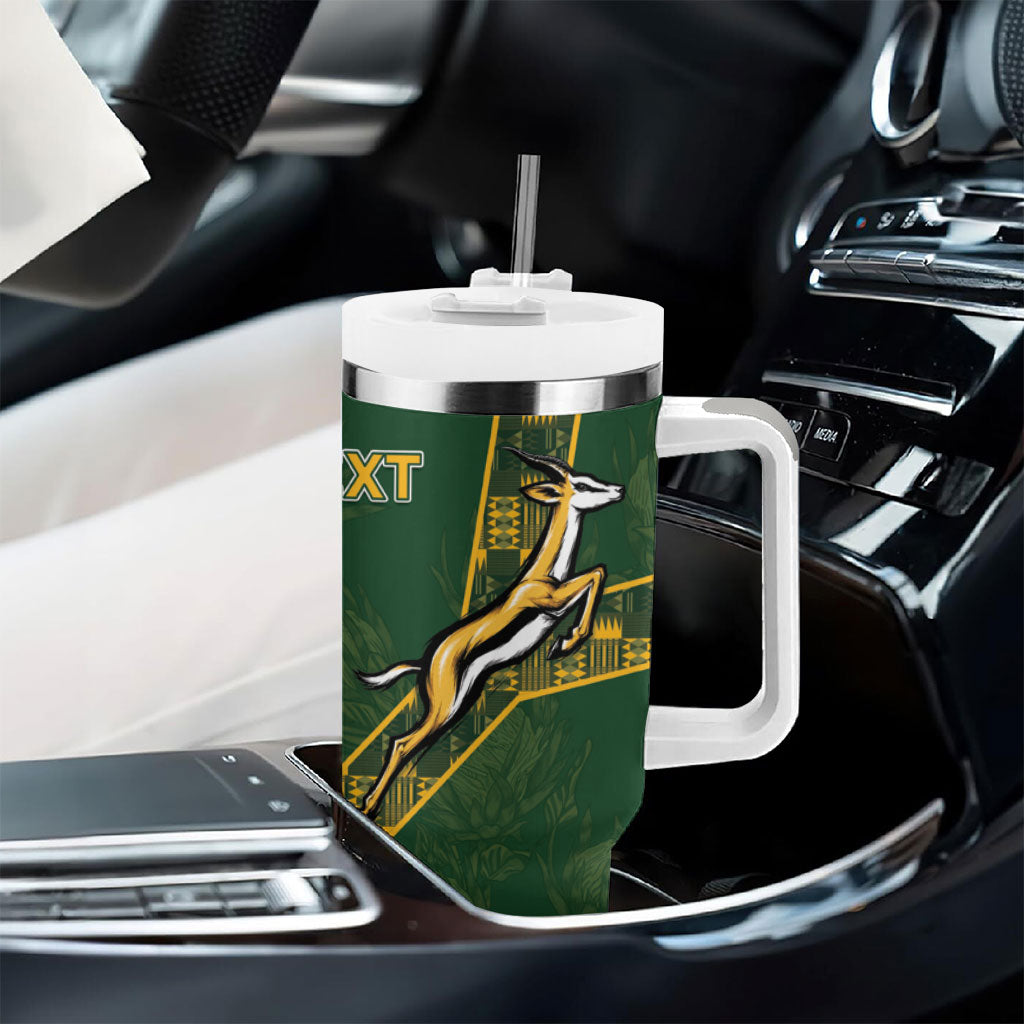 Custom Rugby South Africa Tumbler With Handle Go Bokke With Protea Pattern
