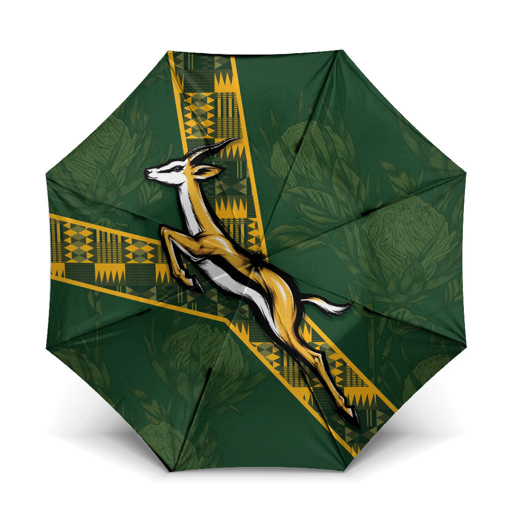 Rugby South Africa Umbrella Go Bokke With Protea Pattern