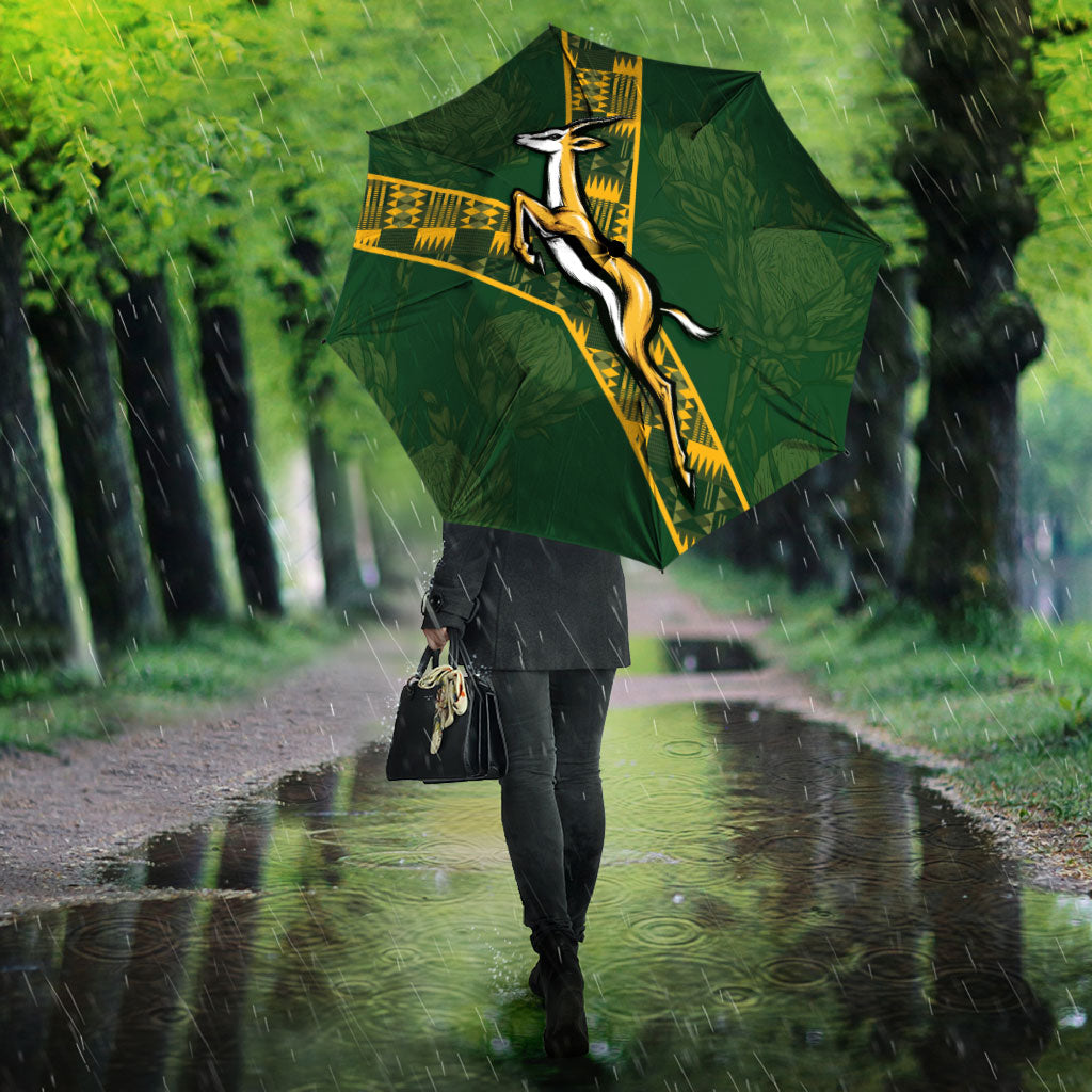 Rugby South Africa Umbrella Go Bokke With Protea Pattern