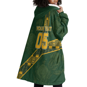 Custom Rugby South Africa Wearable Blanket Hoodie Go Bokke With Protea Pattern