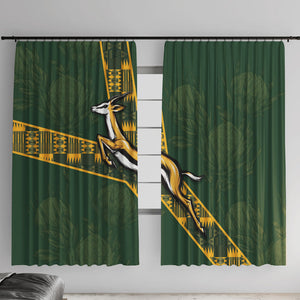 Rugby South Africa Window Curtain Go Bokke With Protea Pattern