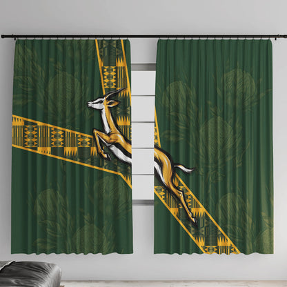 Rugby South Africa Window Curtain Go Bokke With Protea Pattern