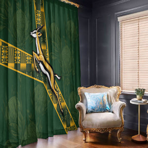 Rugby South Africa Window Curtain Go Bokke With Protea Pattern