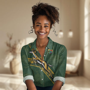 Custom Rugby South Africa Women Casual Shirt Go Bokke With Protea Pattern