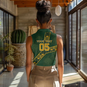Custom Rugby South Africa Women Sleeveless Polo Shirt Go Bokke With Protea Pattern