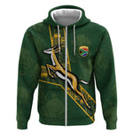 Custom Rugby South Africa Zip Hoodie Go Bokke With Protea Pattern