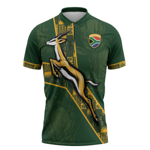 Custom Rugby South Africa Zipper Polo Shirt Go Bokke With Protea Pattern