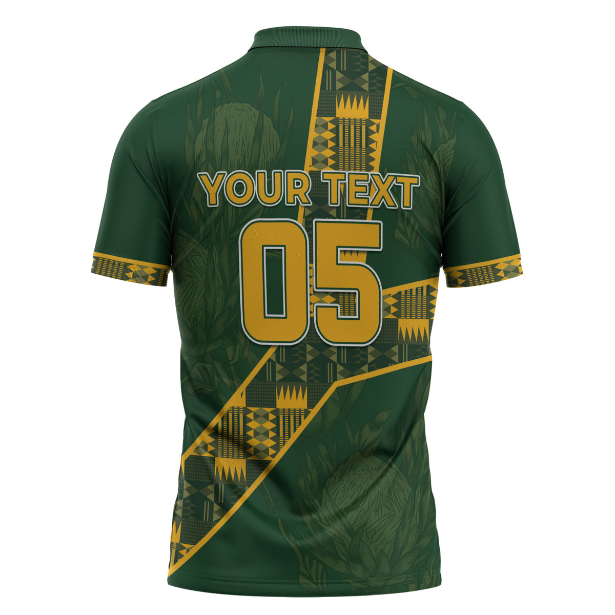 Custom Rugby South Africa Zipper Polo Shirt Go Bokke With Protea Pattern