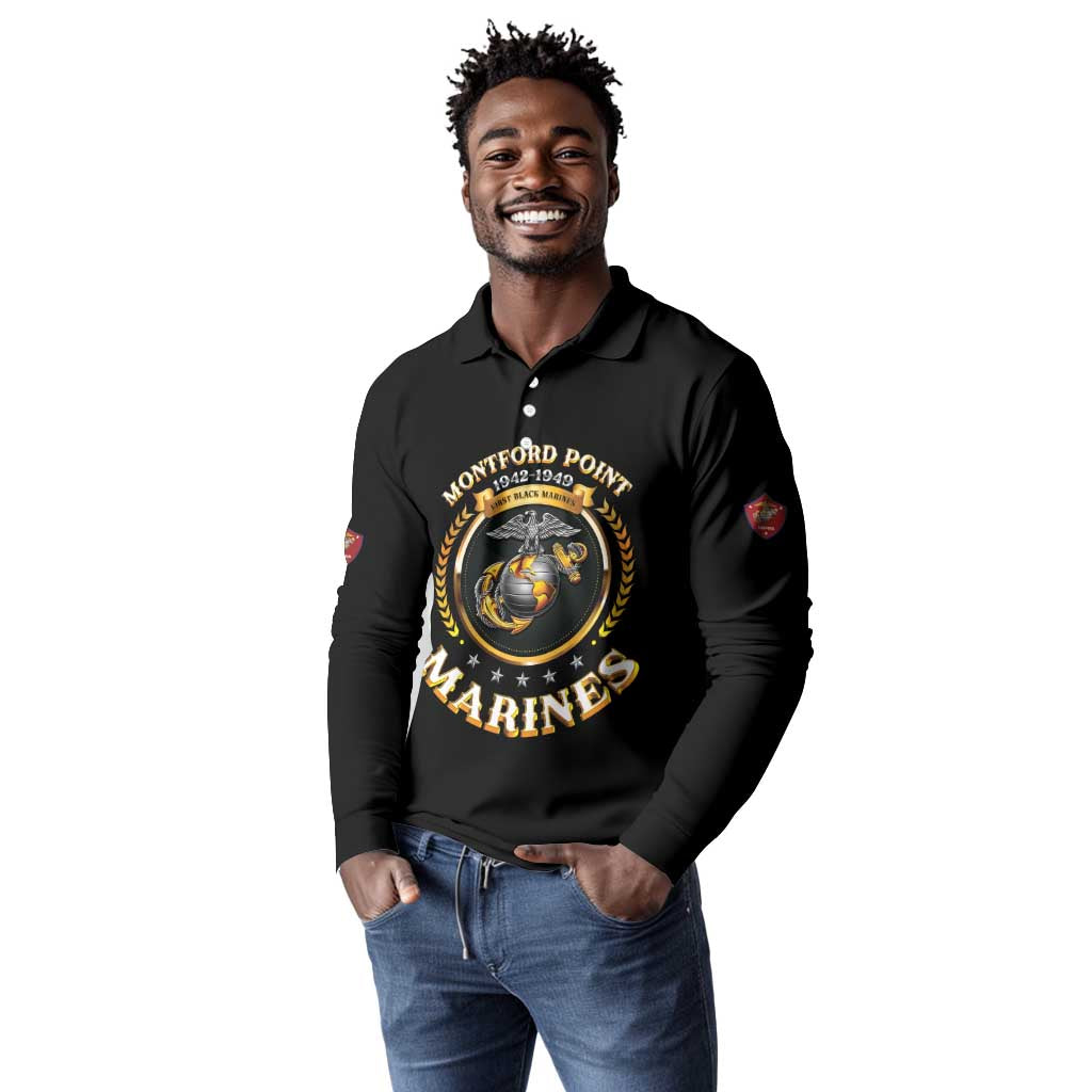 Montford Point Marines Legacy Long Sleeve Polo Shirt Honoring The Legend