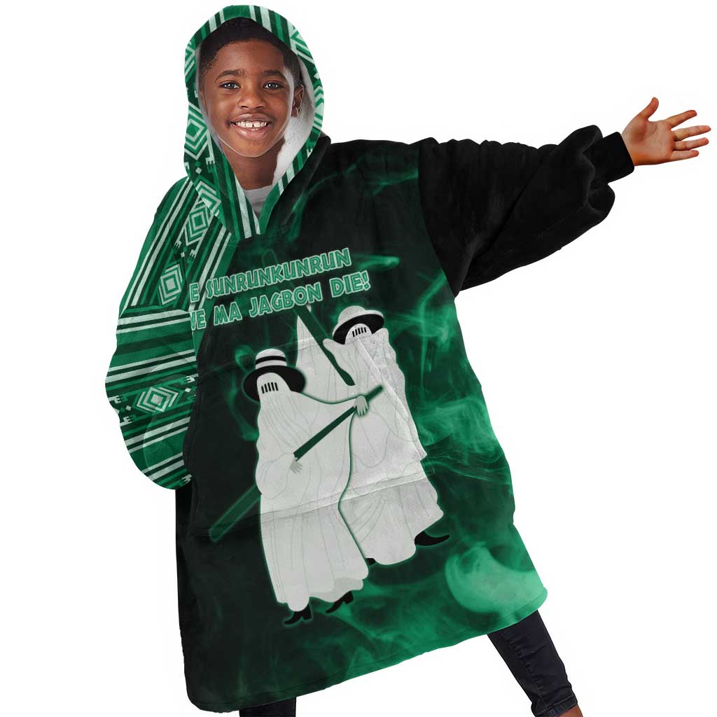 Nigeria Yoruba Festival KId Wearable Blanket Hoodie Eko Spirit Eyo Masquerade