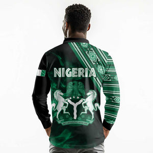 Nigeria Yoruba Festival Long Sleeve Polo Shirt Eko Spirit Eyo Masquerade