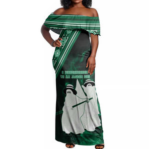 Nigeria Yoruba Festival Off Shoulder Maxi Dress Eko Spirit Eyo Masquerade