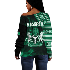 Nigeria Yoruba Festival Off Shoulder Sweater Eko Spirit Eyo Masquerade