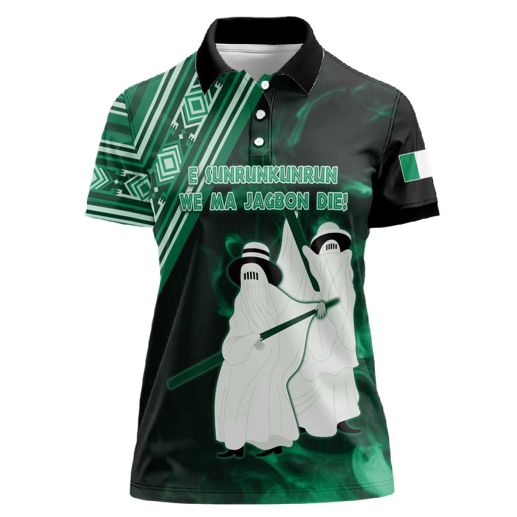 Nigeria Yoruba Festival Women Polo Shirt Eko Spirit Eyo Masquerade