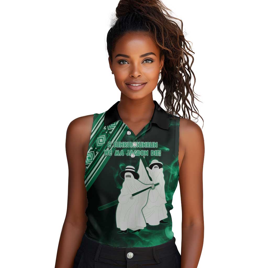 Nigeria Yoruba Festival Women Sleeveless Polo Shirt Eko Spirit Eyo Masquerade