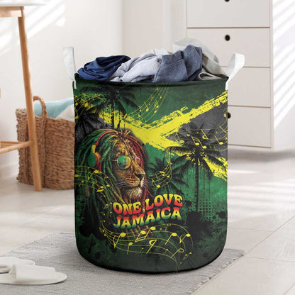 One Love Jamaica Laundry Basket Rastafarian Lion Reggae Grunge Style
