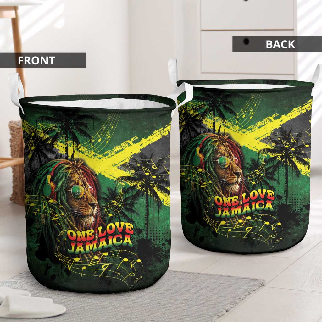 One Love Jamaica Laundry Basket Rastafarian Lion Reggae Grunge Style