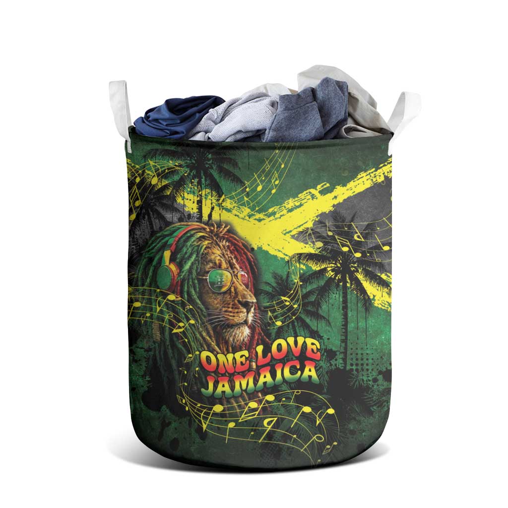 One Love Jamaica Laundry Basket Rastafarian Lion Reggae Grunge Style