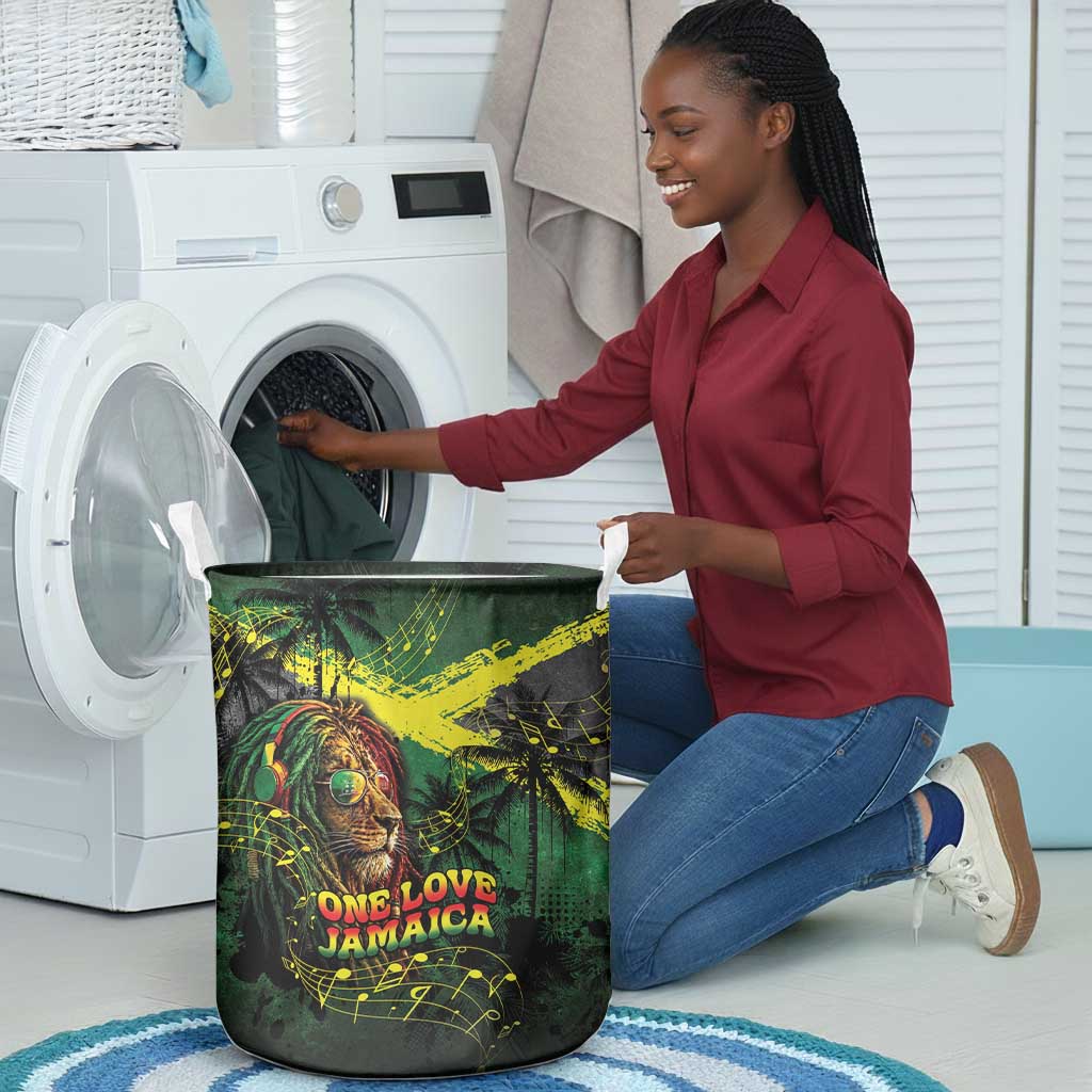 One Love Jamaica Laundry Basket Rastafarian Lion Reggae Grunge Style