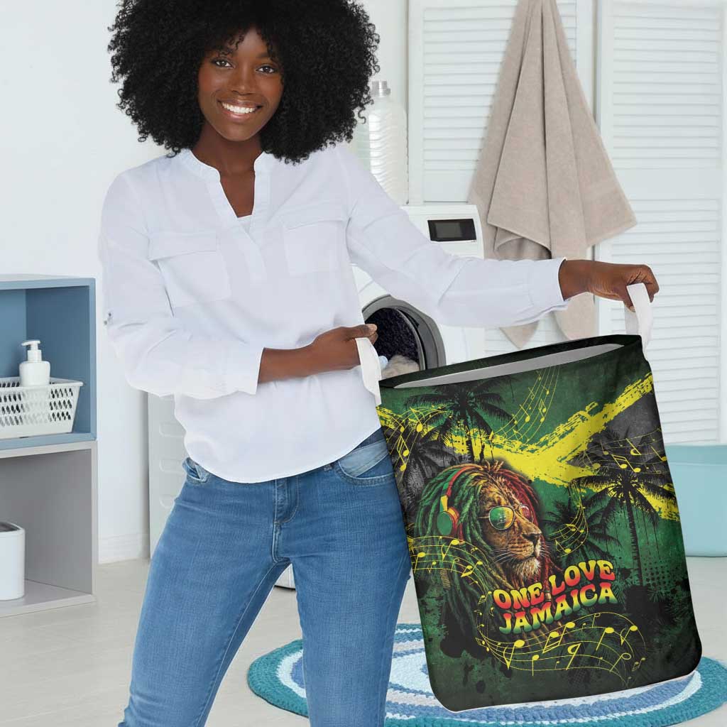 One Love Jamaica Laundry Basket Rastafarian Lion Reggae Grunge Style