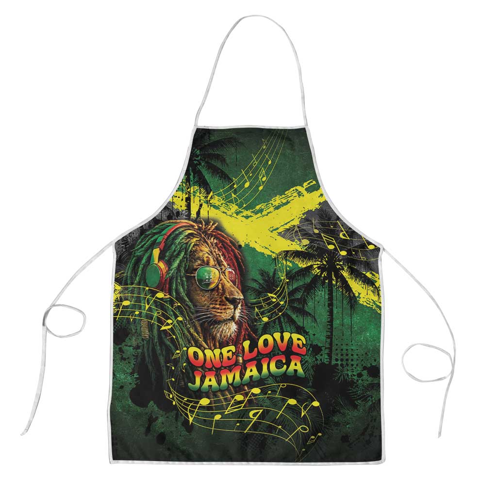 One Love Jamaica Apron Rastafarian Lion Reggae Grunge Style
