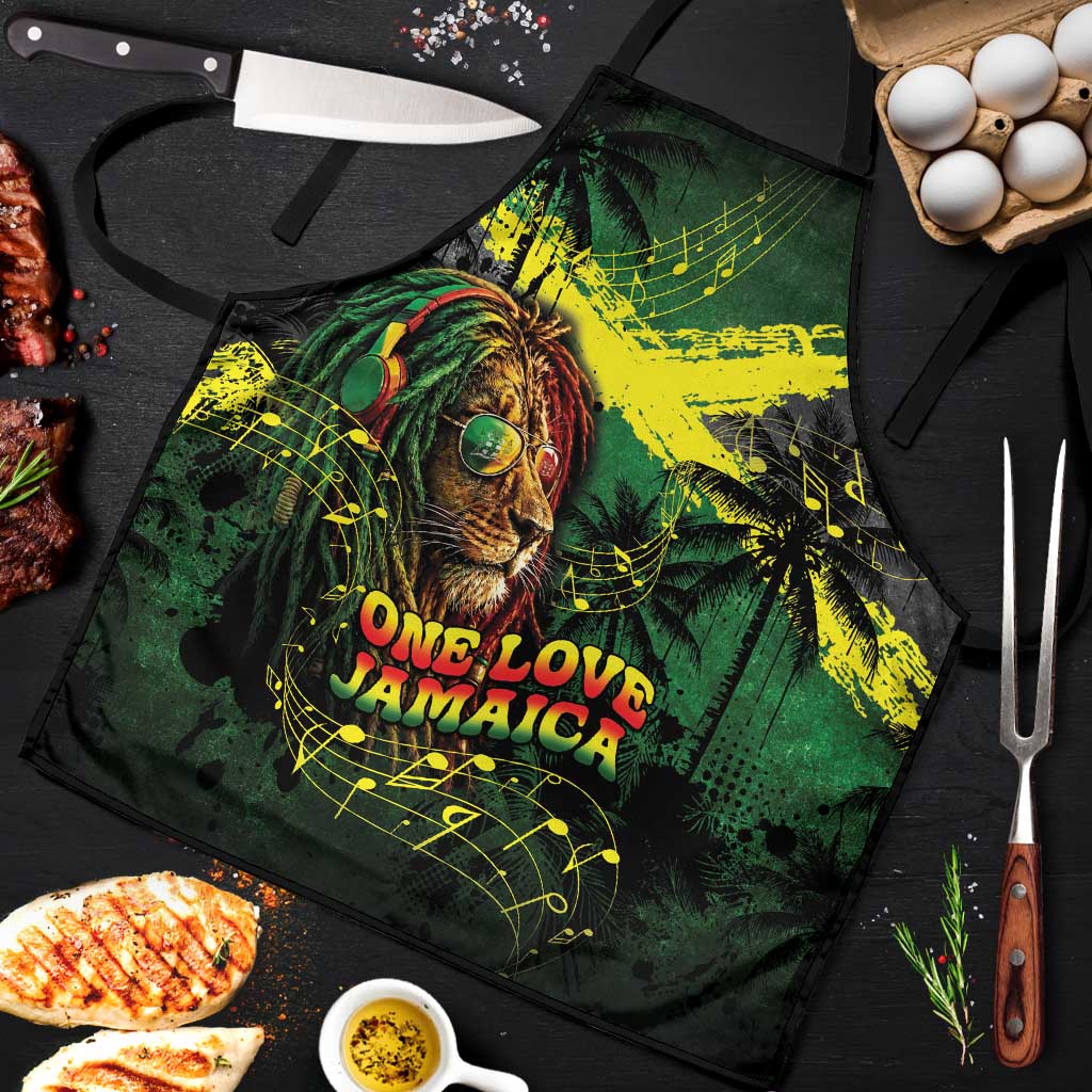 One Love Jamaica Apron Rastafarian Lion Reggae Grunge Style