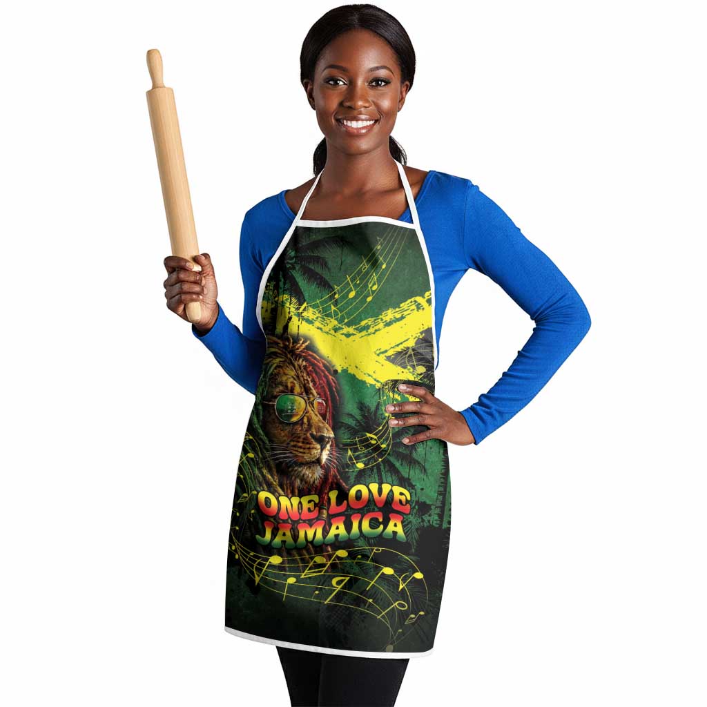 One Love Jamaica Apron Rastafarian Lion Reggae Grunge Style
