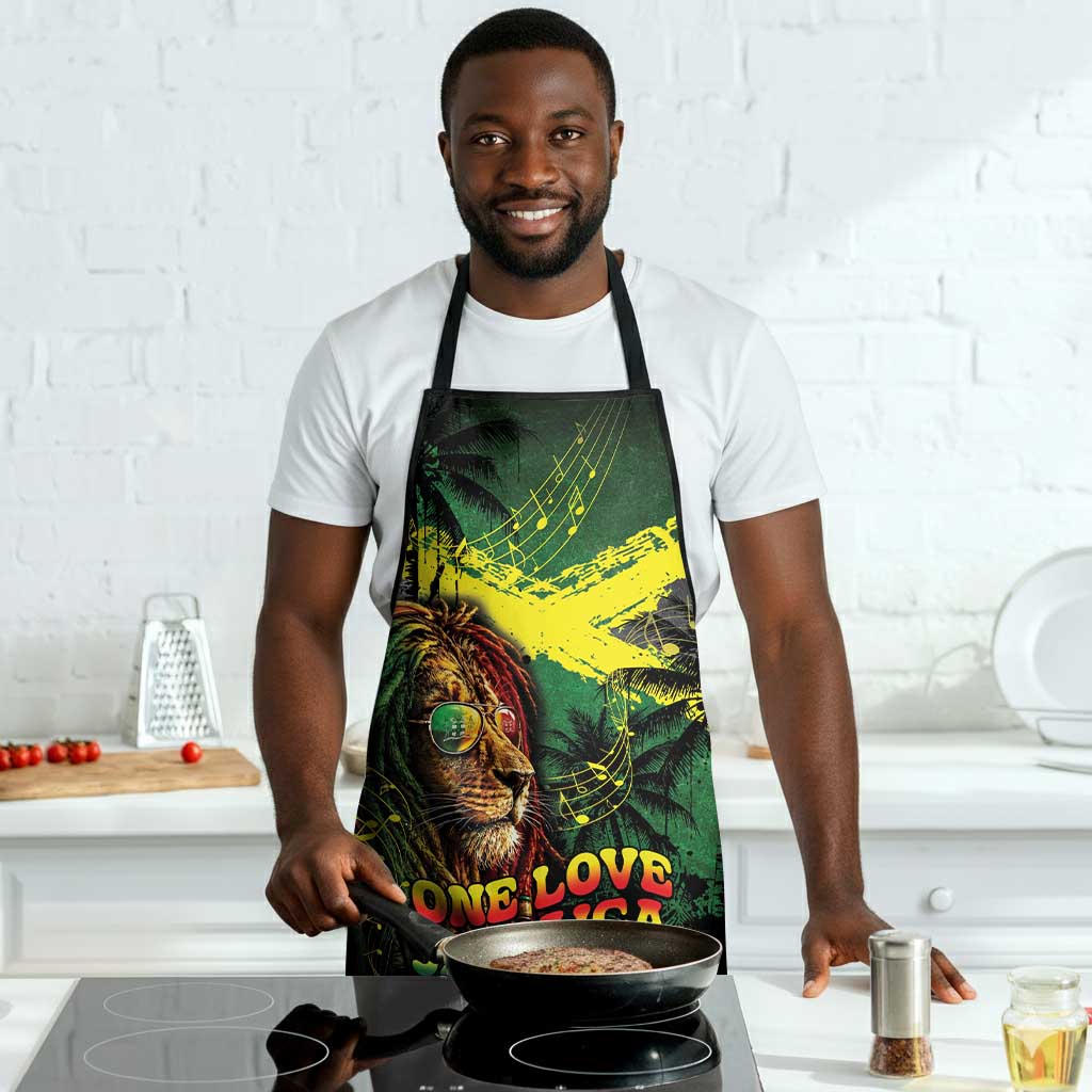 One Love Jamaica Apron Rastafarian Lion Reggae Grunge Style