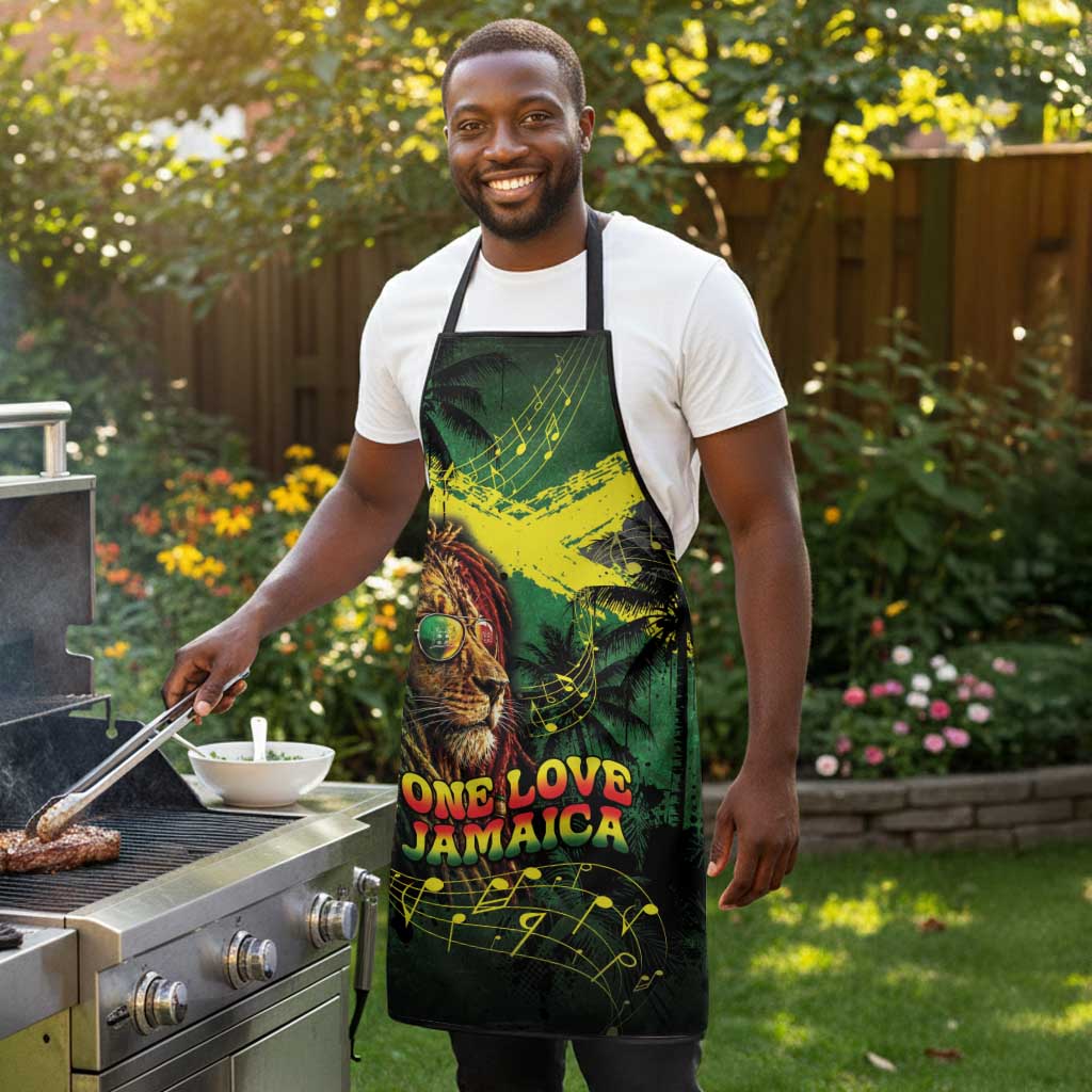 One Love Jamaica Apron Rastafarian Lion Reggae Grunge Style