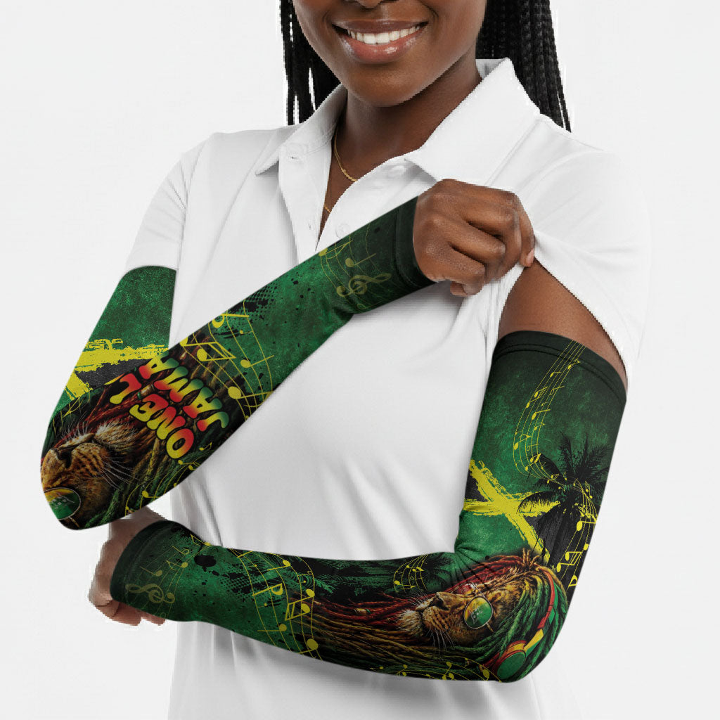 One Love Jamaica Arm Sleeves Rastafarian Lion Reggae Grunge Style