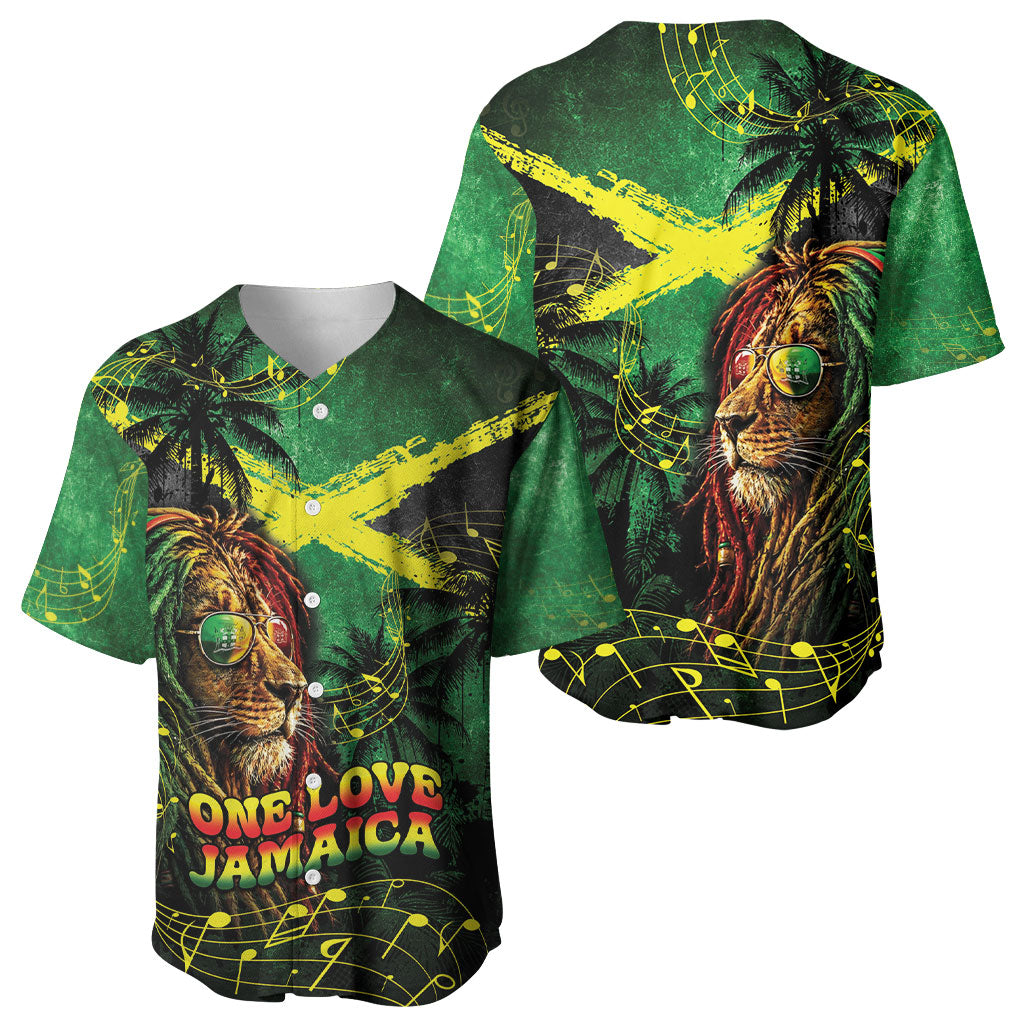 One Love Jamaica Baseball Jersey Rastafarian Lion Reggae Grunge Style