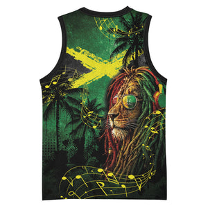 One Love Jamaica Basketball Jersey Rastafarian Lion Reggae Grunge Style