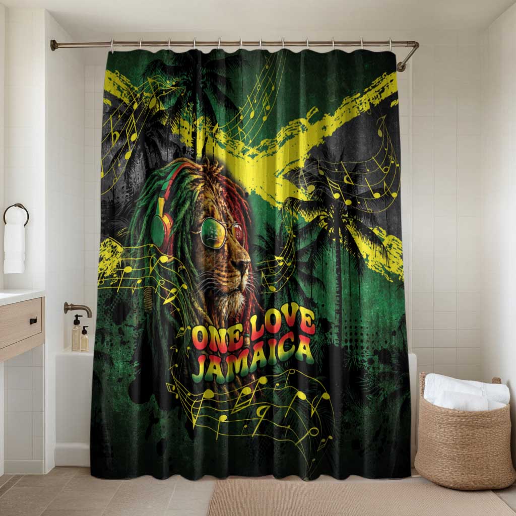One Love Jamaica Bathroom Set Rastafarian Lion Reggae Grunge Style