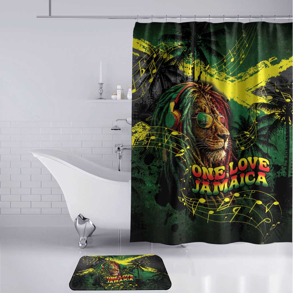 One Love Jamaica Bathroom Set Rastafarian Lion Reggae Grunge Style