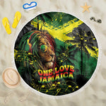 One Love Jamaica Beach Blanket Rastafarian Lion Reggae Grunge Style