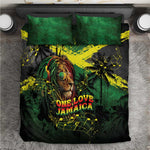 One Love Jamaica Bedding Set Rastafarian Lion Reggae Grunge Style