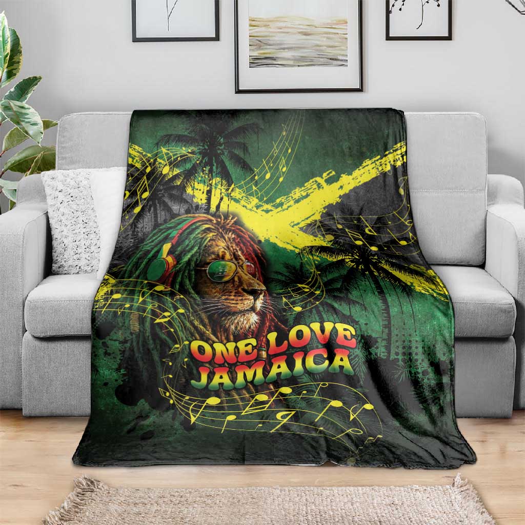 One Love Jamaica Blanket Rastafarian Lion Reggae Grunge Style