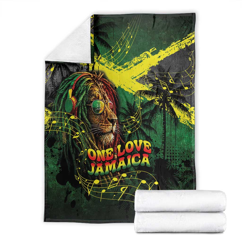 One Love Jamaica Blanket Rastafarian Lion Reggae Grunge Style